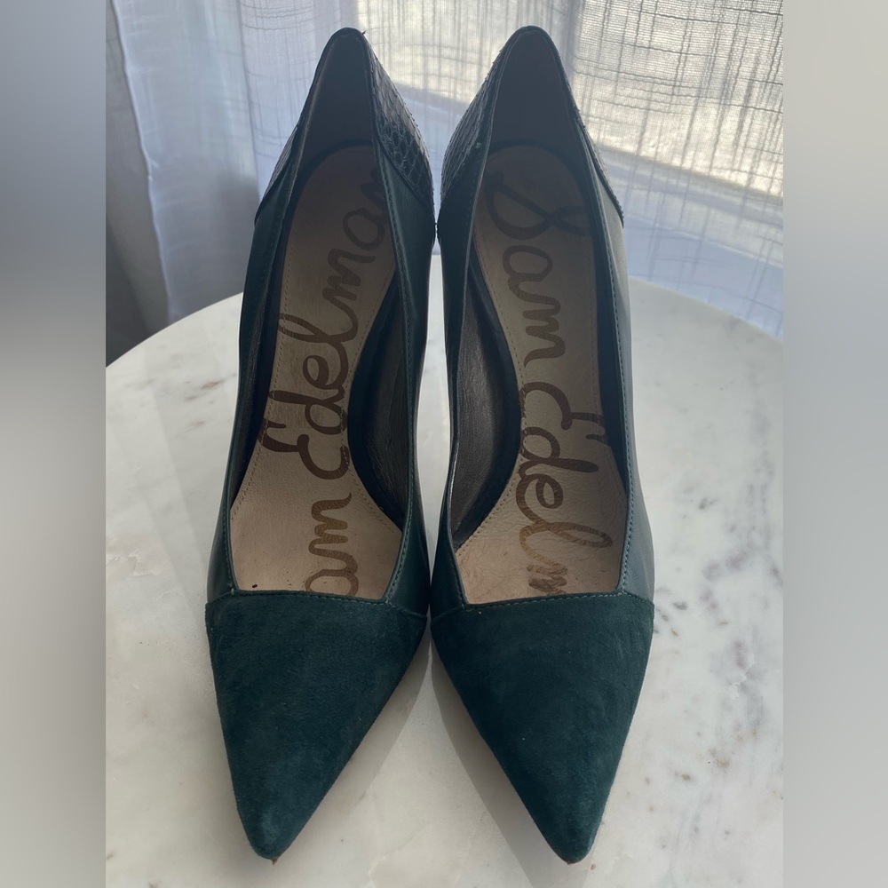 Sam Edelman Dark Green Suede Heels